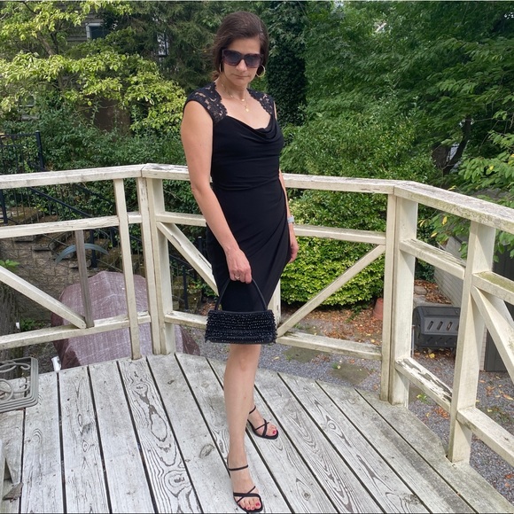 Xscape NWT Retro Black Formal Open Back Cocktail Dress Size 8 - Picture 6 of 15